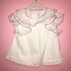 Janie & Jack White Ruffle Trim Top Blouse Size 4